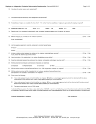 Employee VS. Independent Contractor Determination Questionnaire - Mississippi, Page 2