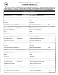 Document preview: Form PR9163 Taxidermy Specimen Log - Michigan