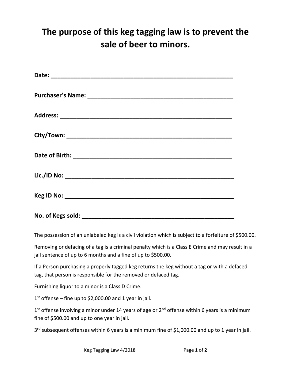 Maine Keg Tagging Law Fill Out, Sign Online and Download PDF