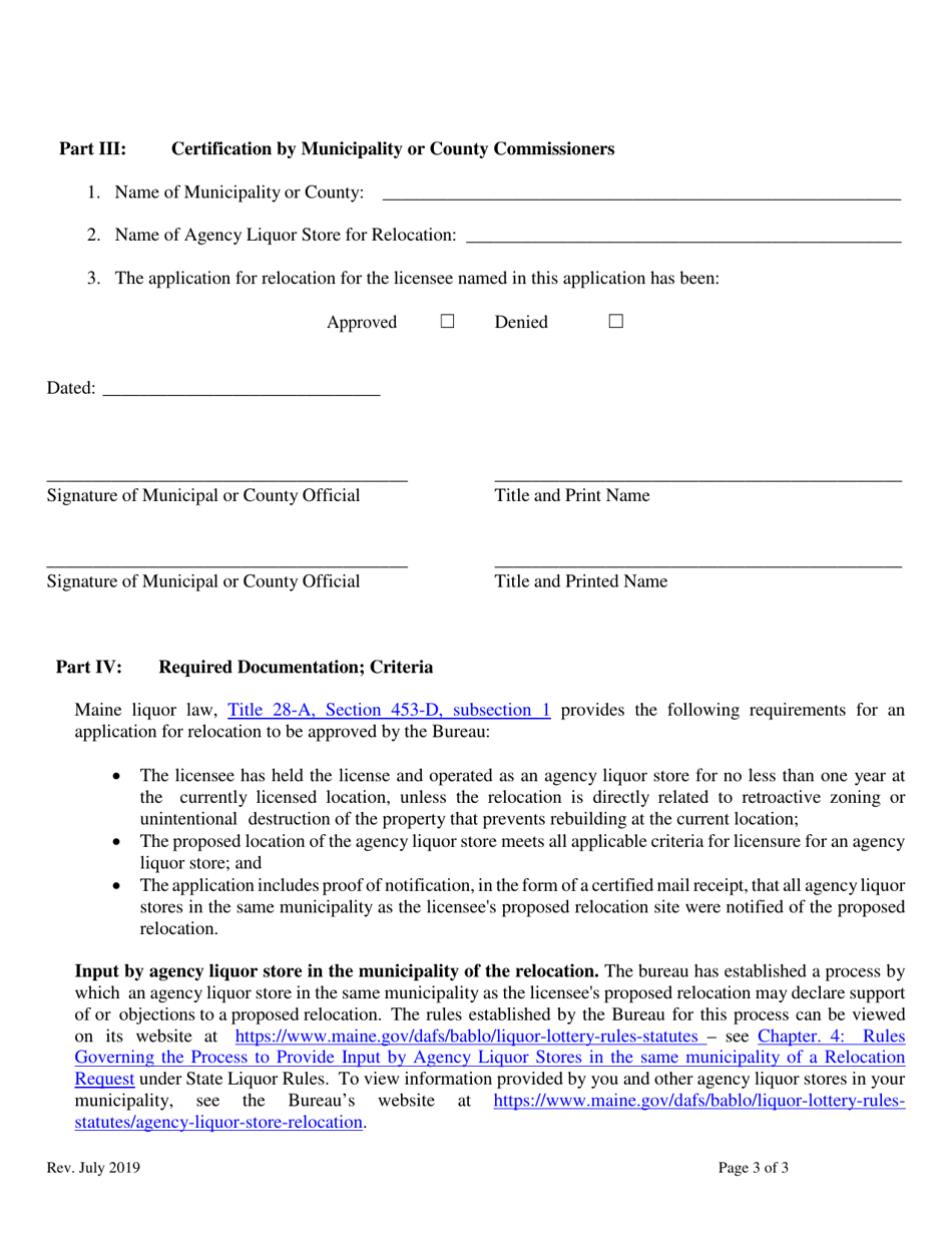 Application for the Relocation of an Agency Liquor Store - Maine, Page 3