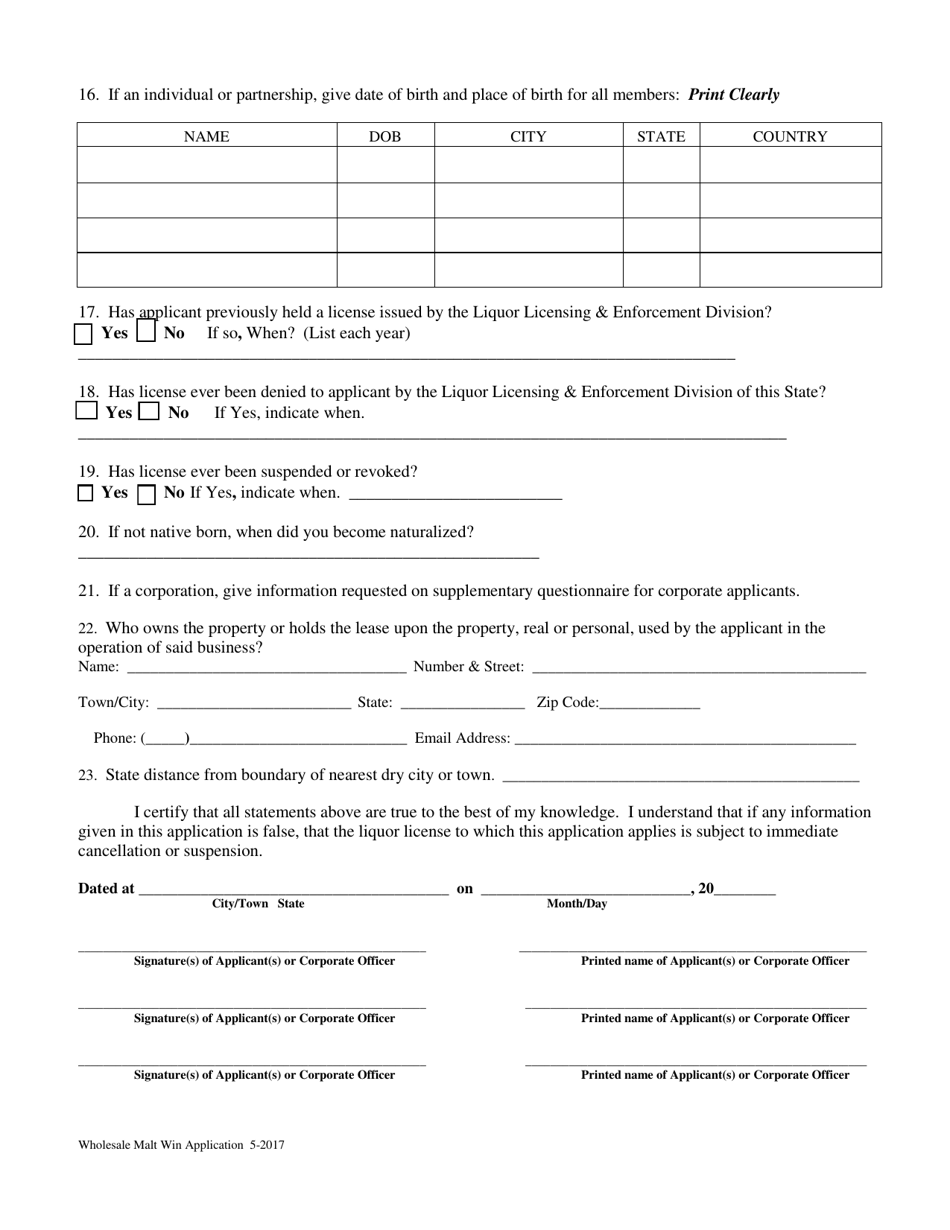 Wholesale Malt / Wine Application - Maine, Page 4