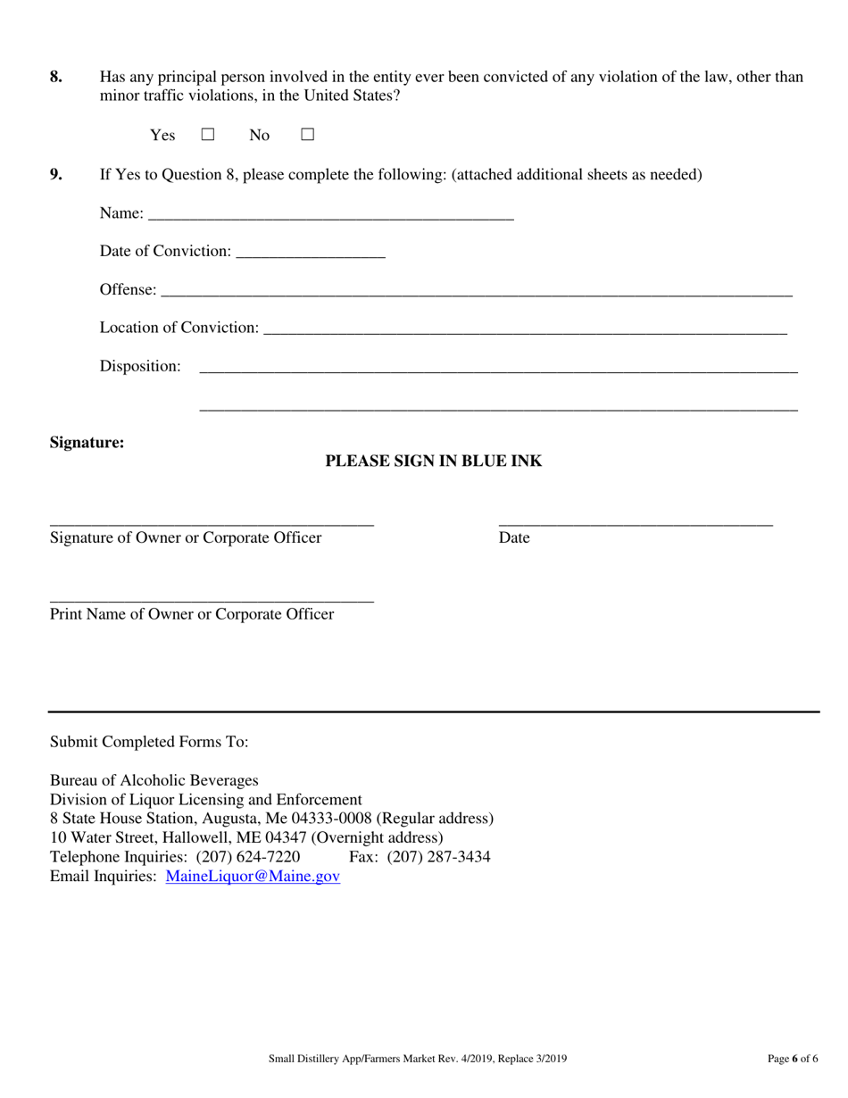 Application for Small Distillery - Maine, Page 6