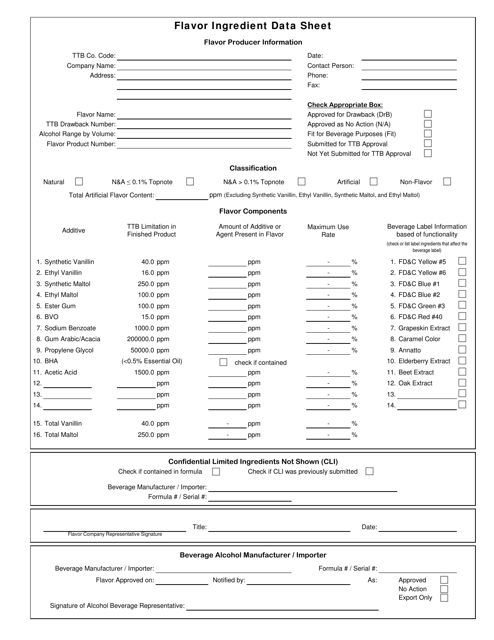 Flavor Ingredient Data Sheet - Maine