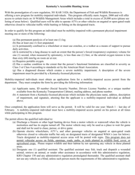 Mobility Impaired Access Permit Application - Kentucky, Page 2