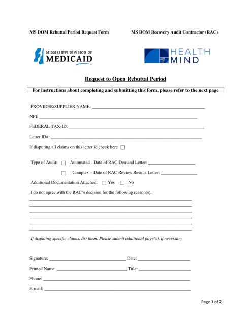 Request to Open Rebuttal Period - Mississippi Download Pdf