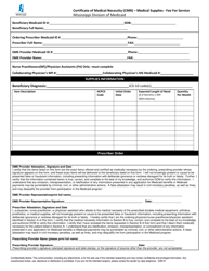 Certificate of Medical Necessity (Cmn) - Medical Supplies - Fee for Service - Mississippi