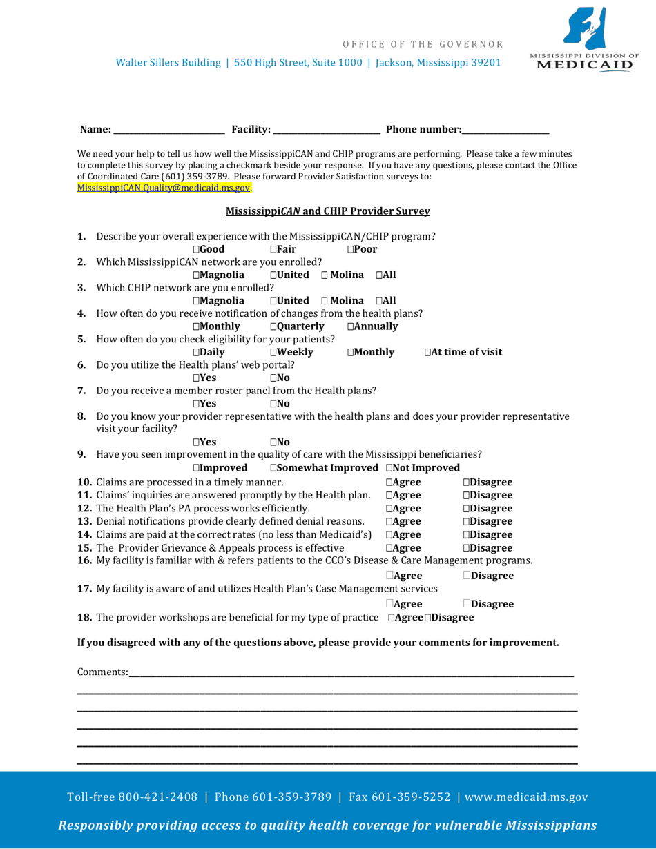 Mississippican and Chip Provider Survey - Mississippi, Page 1