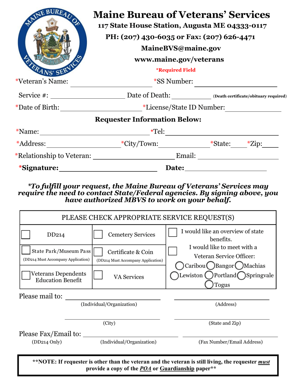 Maine State of Maine Request Form Download Fillable PDF | Templateroller