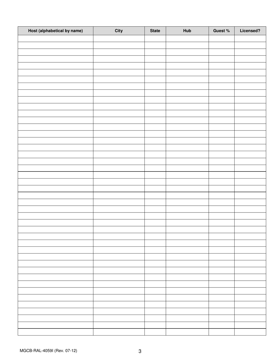 Form MGCB-RAL-4059I Attachment I Race Meeting License Application - Interstate Import Simulcast Associations Form - Michigan, Page 3