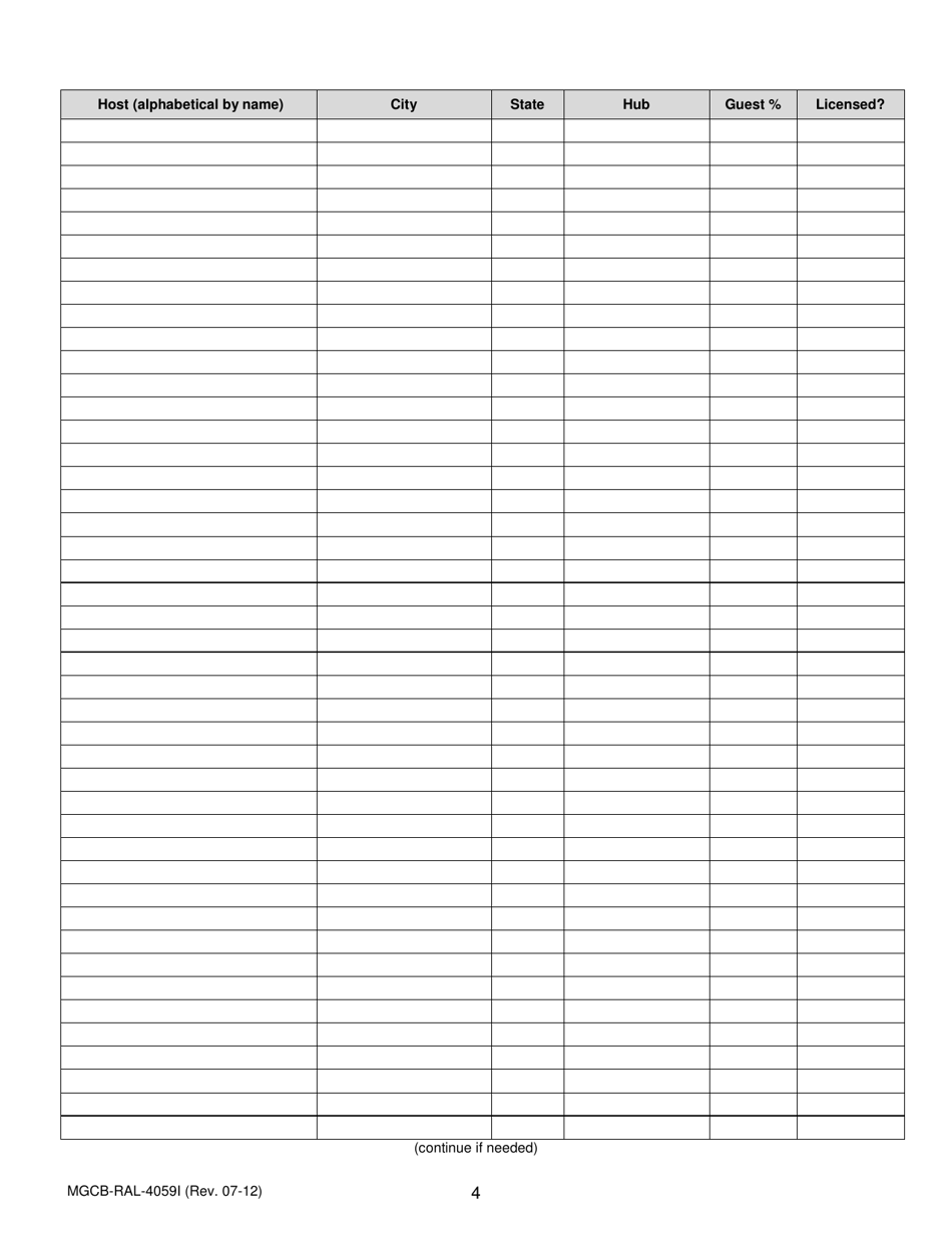 Form MGCB-RAL-4059I Attachment I Race Meeting License Application - Interstate Import Simulcast Associations Form - Michigan, Page 4
