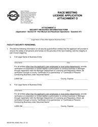 Form MGCB-RAL-4059O Attachment O Race Meeting License Application - Security Measures Information Form - Michigan