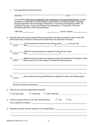 Form MGCB-RAL-4059O Attachment O Race Meeting License Application - Security Measures Information Form - Michigan, Page 2