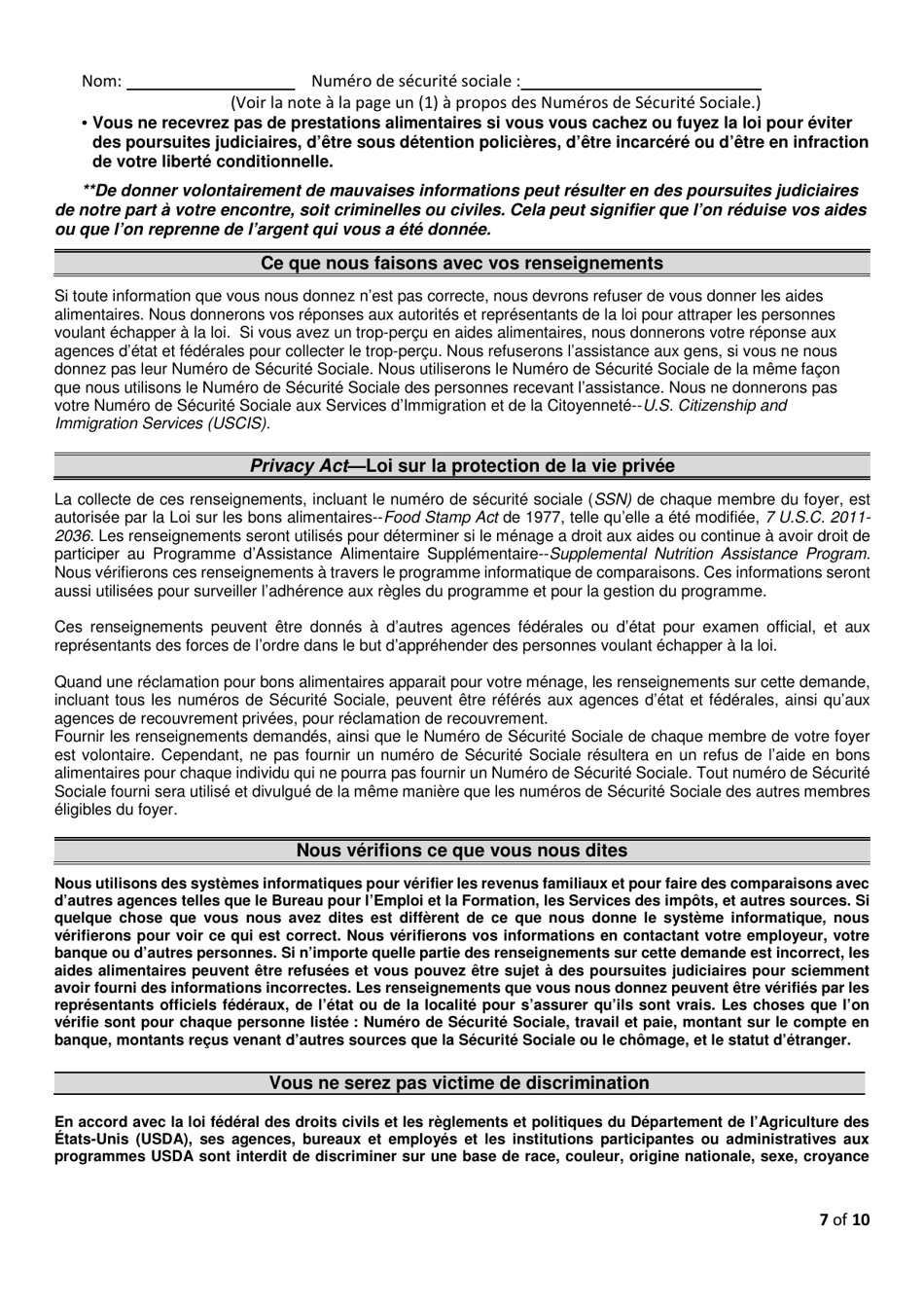 Form FS-1 Application for Snap - Kentucky (French), Page 10