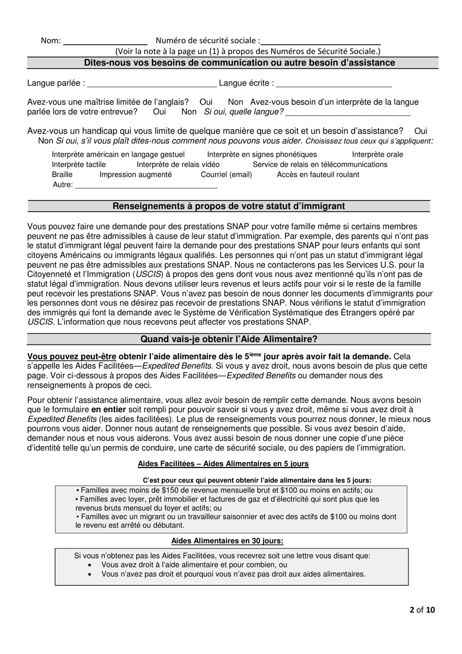 Form FS-1 Application for Snap - Kentucky (French), Page 5