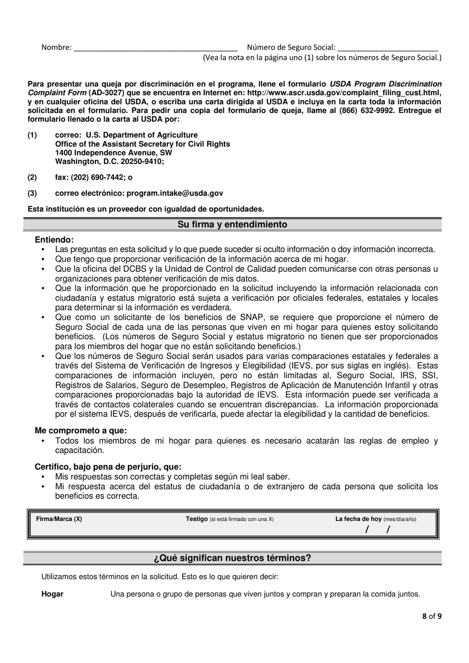 Formulario FS-1 Solicitud Para El Programa Snap - Kentucky (Spanish), Page 10
