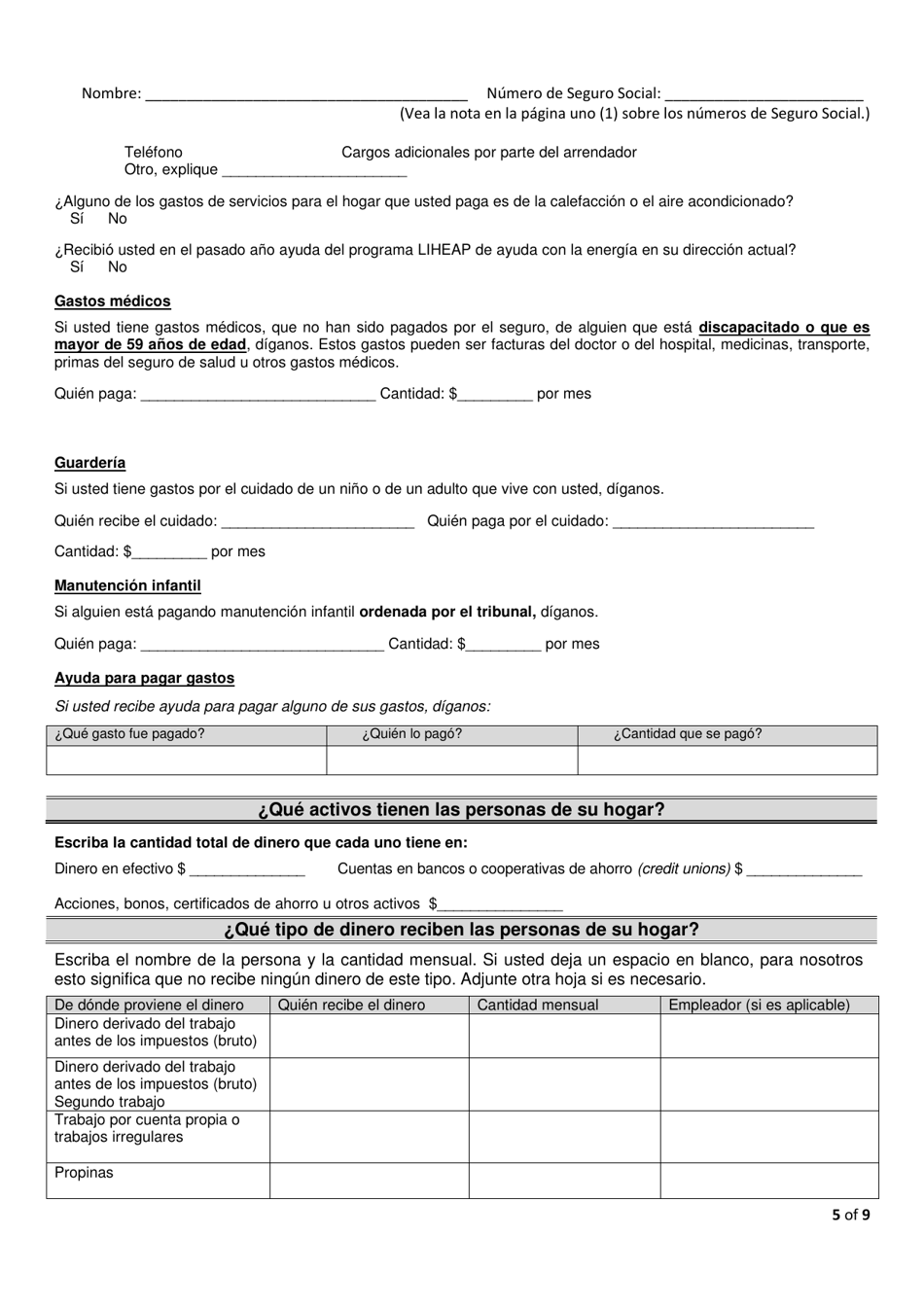 Formulario FS-1 Solicitud Para El Programa Snap - Kentucky (Spanish), Page 7