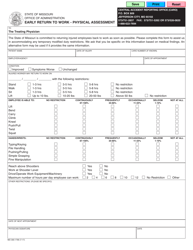 Document preview: Form MO300-1799 Early Return to Work - Physical Assessment - Missouri