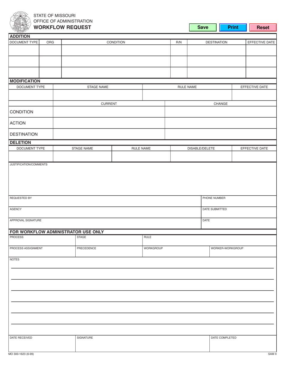 Form MO300-1623 Workflow Request - Missouri, Page 1