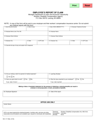 Document preview: Form WC-117 Employee's Report of Claim - Michigan
