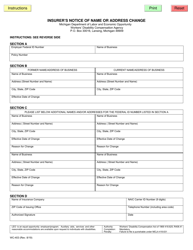 Document preview: Form WC-403 Insurer's Notice of Name or Address Change - Michigan