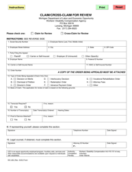 Form WC-262 Claim/Cross-claim for Review - Michigan