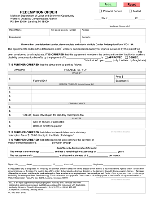 Form WC-113  Printable Pdf