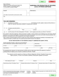 Form WC-508 Subpoena for Production of Records (and/or) Witness Subpoena - Michigan