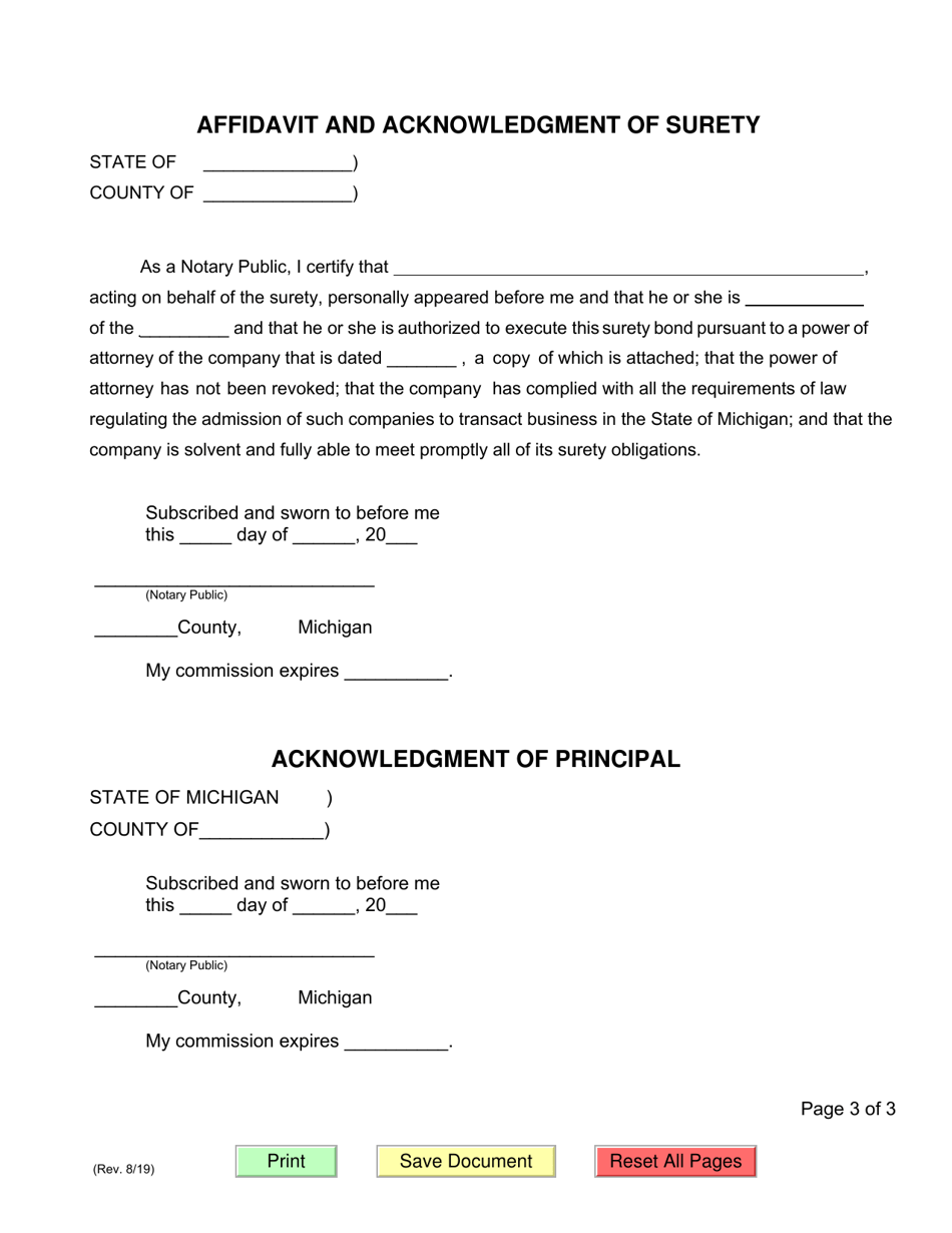 Michigan Continuous Surety Bond - Michigan, Page 3