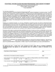 Document preview: Form WC-500 Vocational Rehabilitation Provider Professional Disclosure Statement - Michigan