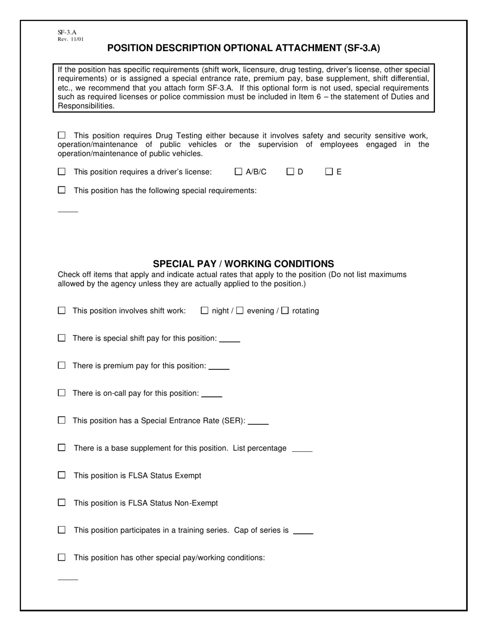Form SF-3.A Position Description Optional Attachment - Louisiana, Page 1