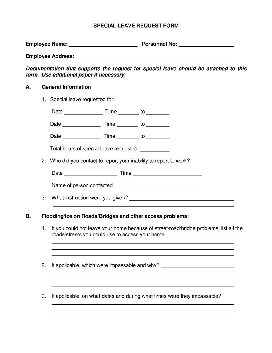 Special Leave Request Form - Louisiana, Page 1