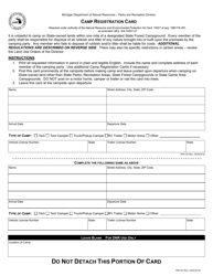 Form PR4134 &quot;Camp Registration Card&quot; - Michigan