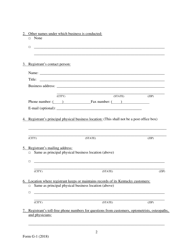 Form G-1 Visual Aid Glasses Seller Registration Form - Kentucky, Page 2