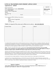 Document preview: Annual Transportation Permit Application - Kentucky