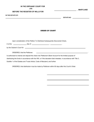 Form RW1243 Peition to Distribute Subsequently Discovered Check - Maryland, Page 2
