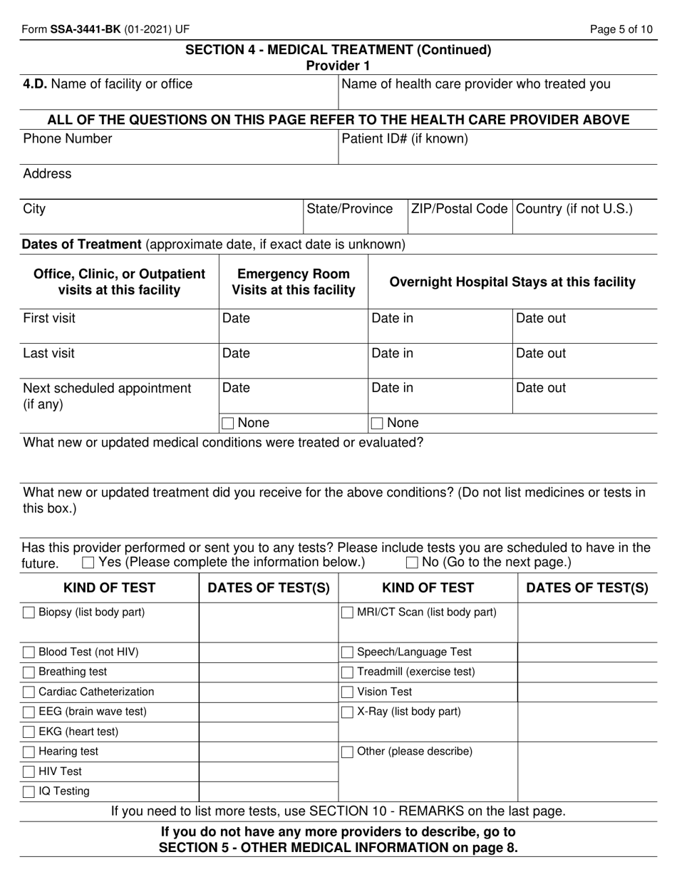 Form SSA-3441-BK Disability Report - Appeal, Page 5
