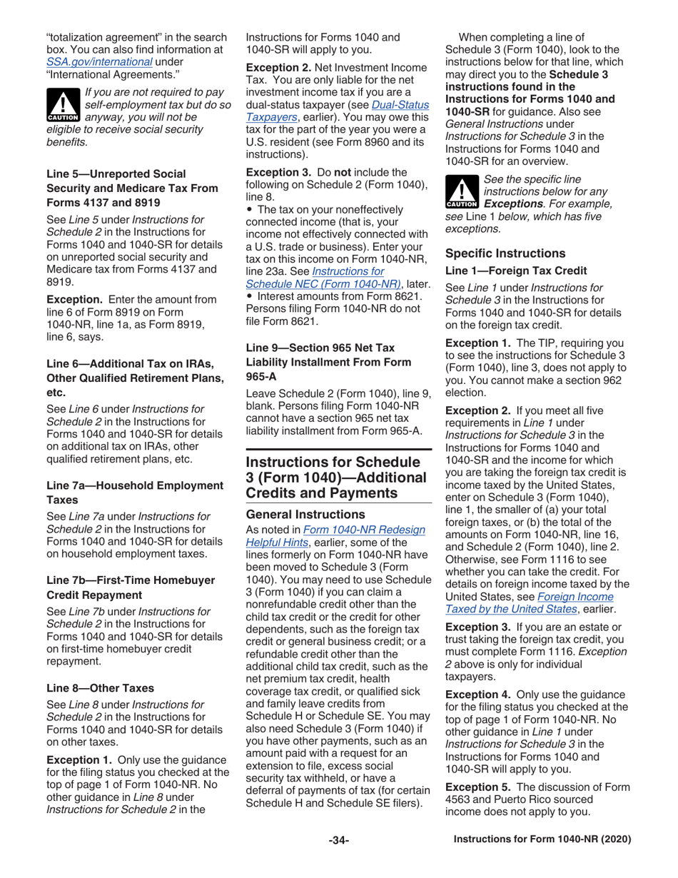 Instructions for IRS Form 1040-NR U.S. Nonresident Alien Income Tax Return, Page 34