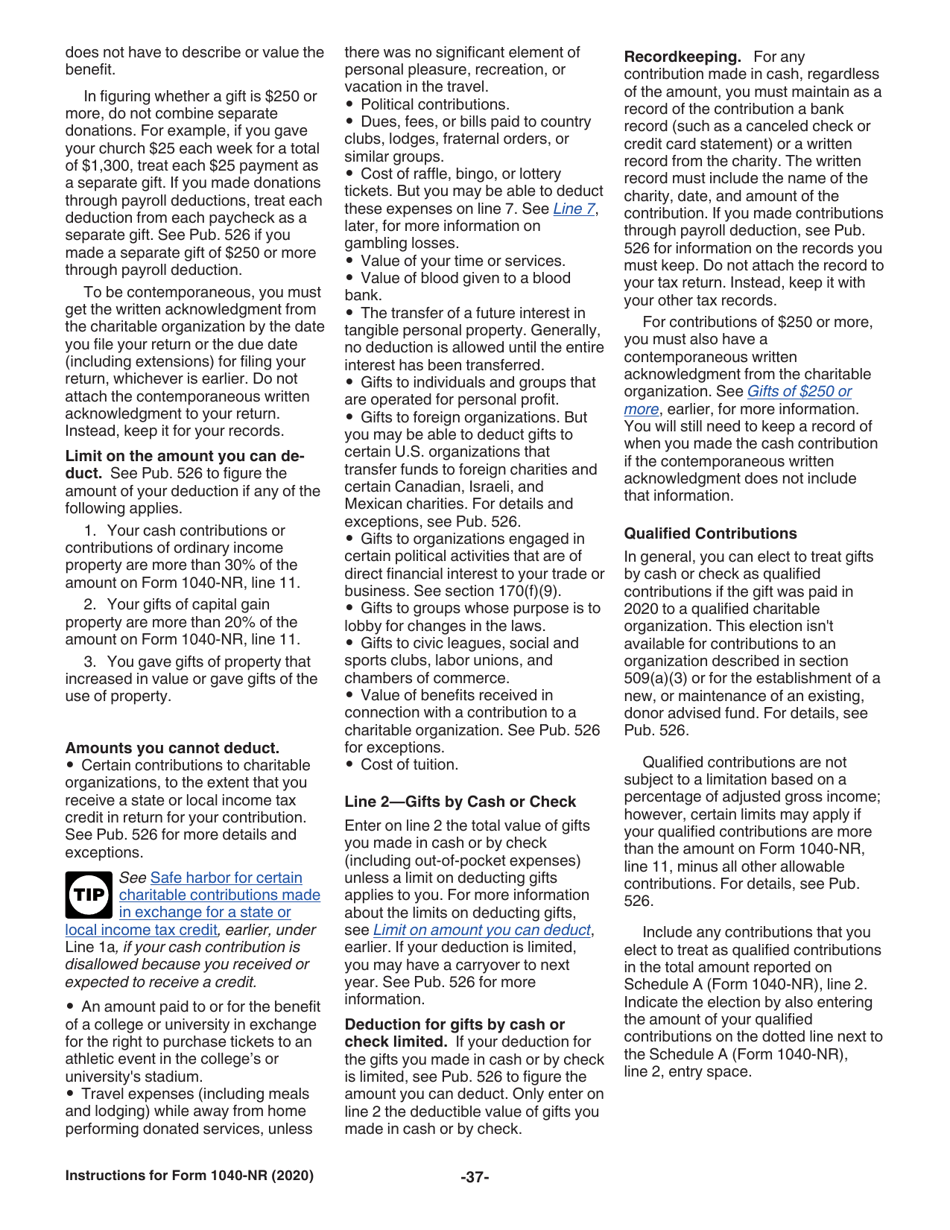 Instructions for IRS Form 1040-NR U.S. Nonresident Alien Income Tax Return, Page 37