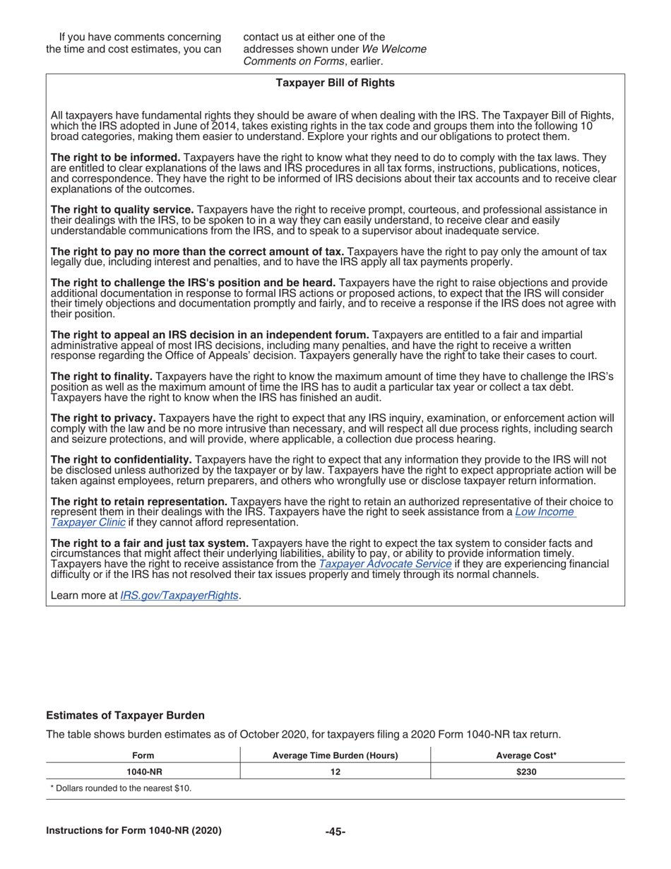 Instructions for IRS Form 1040-NR U.S. Nonresident Alien Income Tax Return, Page 45