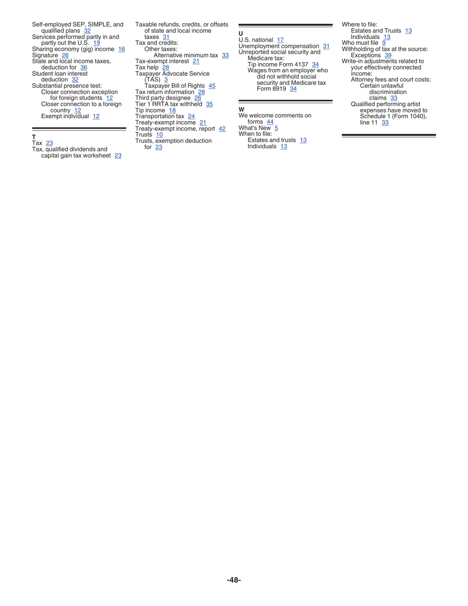 Instructions for IRS Form 1040-NR U.S. Nonresident Alien Income Tax Return, Page 48