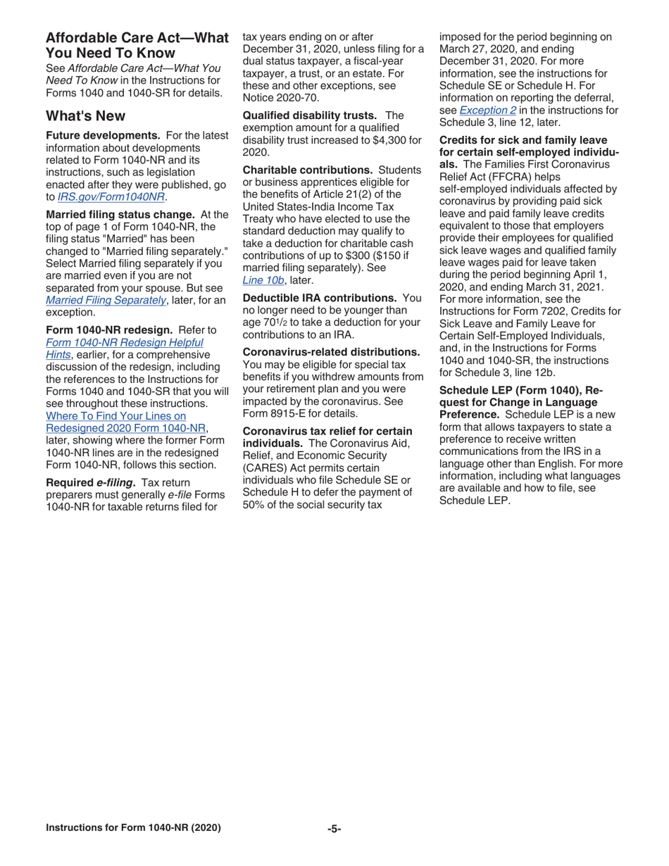 Instructions for IRS Form 1040-NR U.S. Nonresident Alien Income Tax Return, Page 5