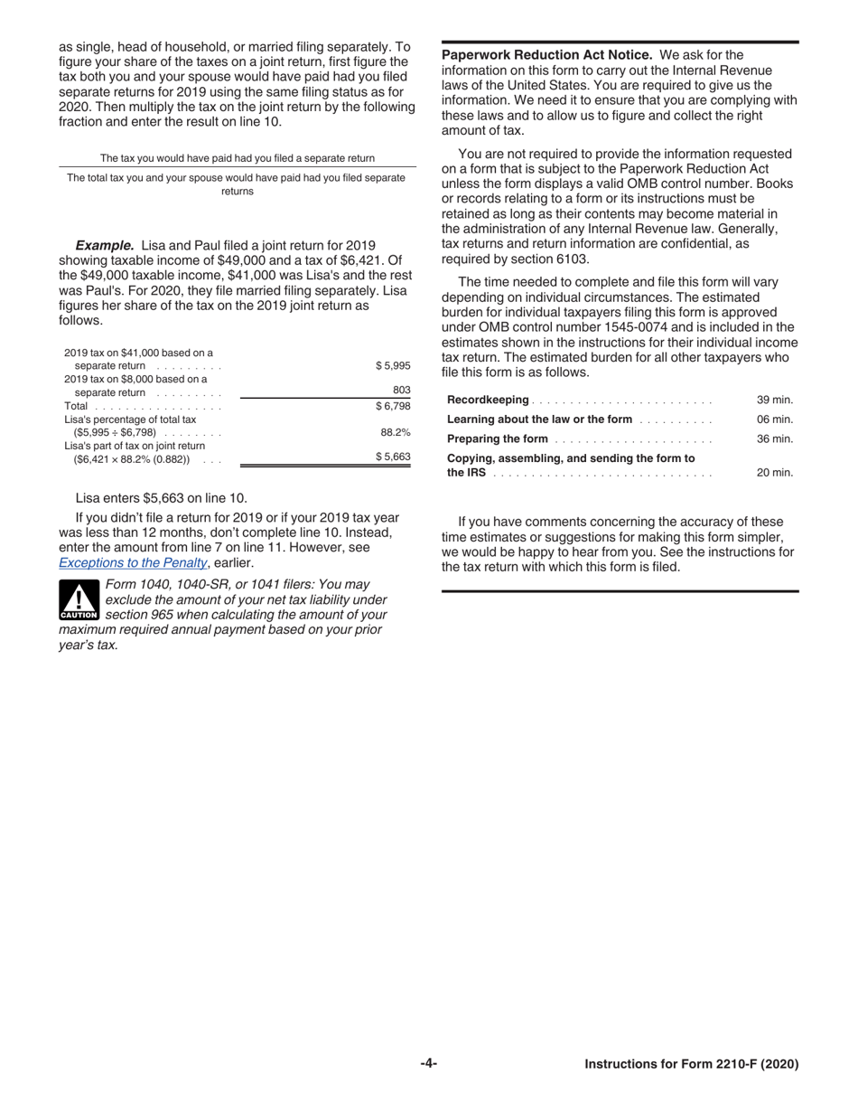 Instructions for IRS Form 2210-F Underpayment of Estimated Tax by Farmers and Fishermen, Page 4