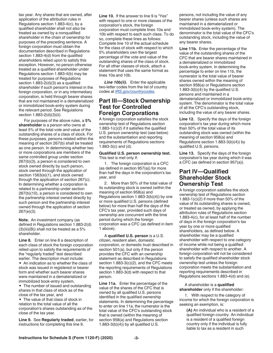 Instructions for IRS Form 1120-F Schedule S Exclusion of Income From the International Operation of Ships or Aircraft Under Section 883, Page 3