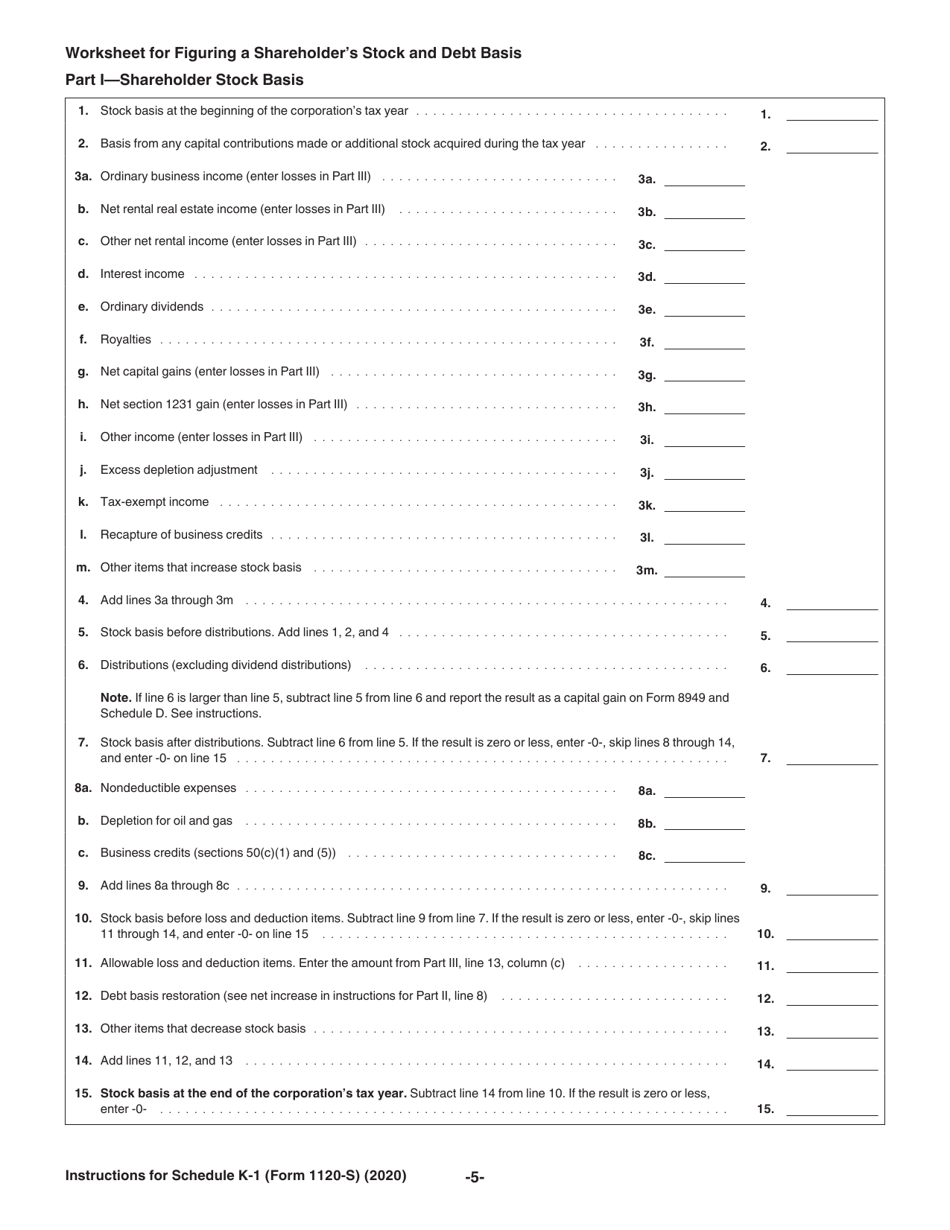 Instructions for IRS Form 1120-S Schedule K-1 Shareholders Share of Income, Deductions, Credits, Etc., Page 5