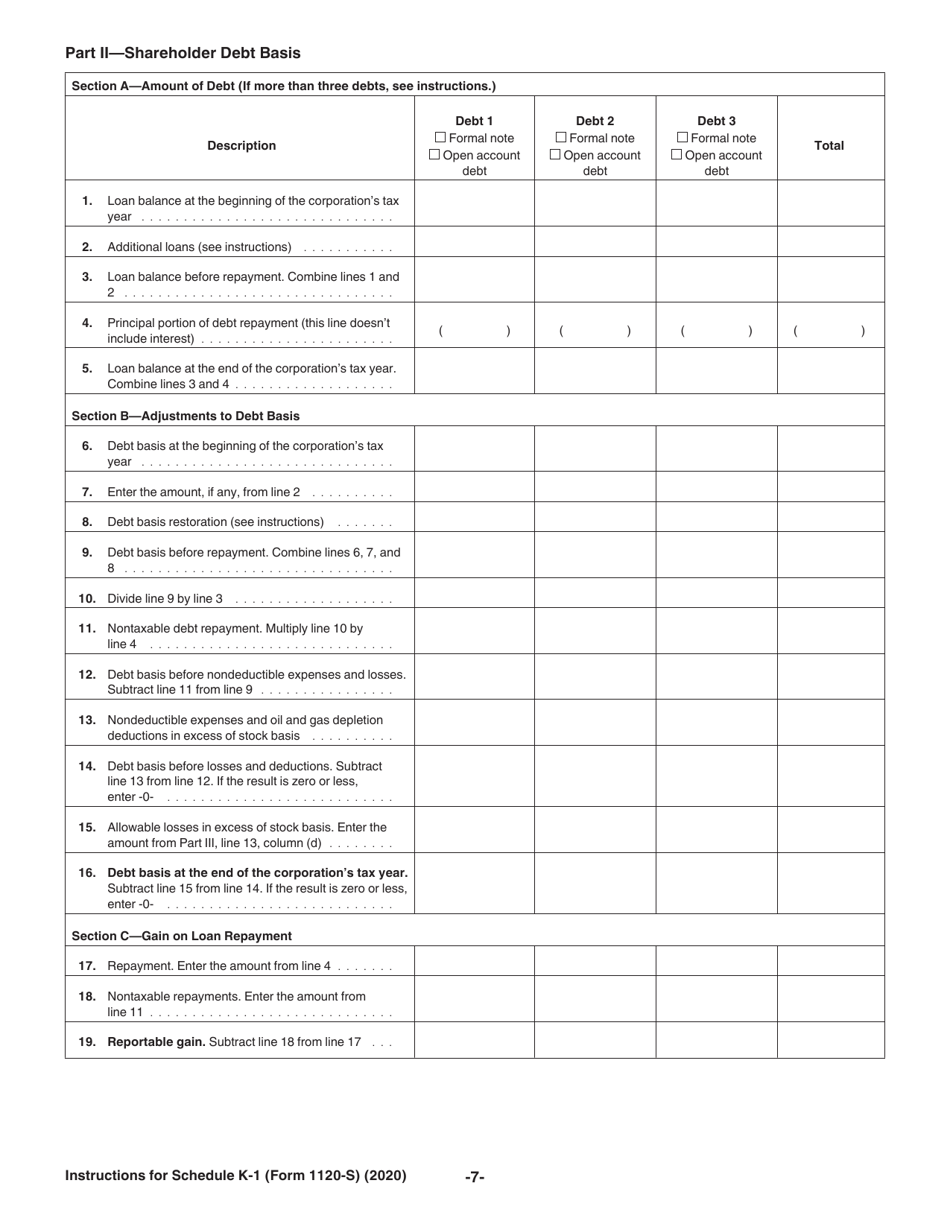 Instructions for IRS Form 1120-S Schedule K-1 Shareholders Share of Income, Deductions, Credits, Etc., Page 7