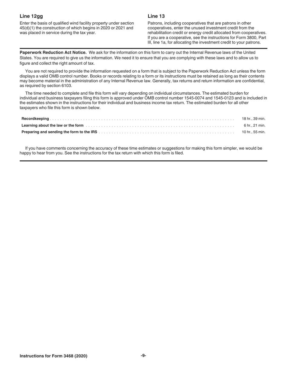 Instructions for IRS Form 3468 Investment Credit, Page 9