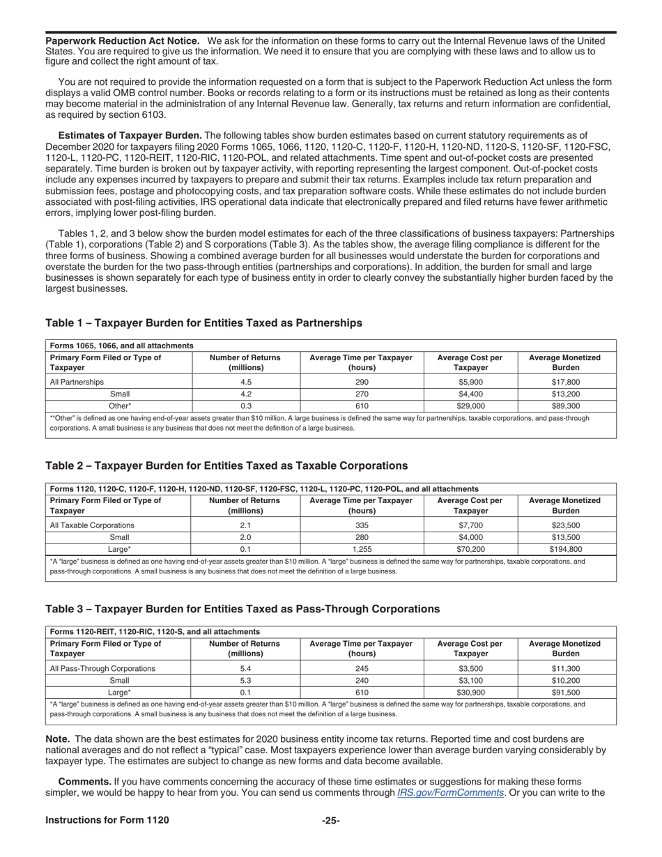 Instructions for IRS Form 1120 U.S. Corporation Income Tax Return, Page 25