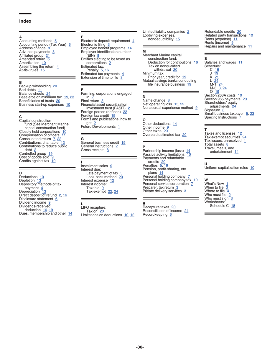 Instructions for IRS Form 1120 U.S. Corporation Income Tax Return, Page 30