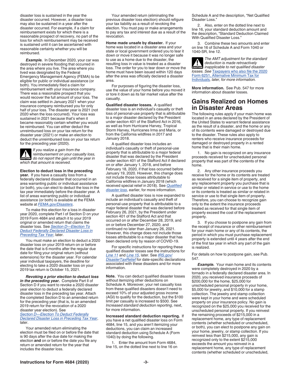 Instructions for IRS Form 4684 Casualties and Thefts, Page 3