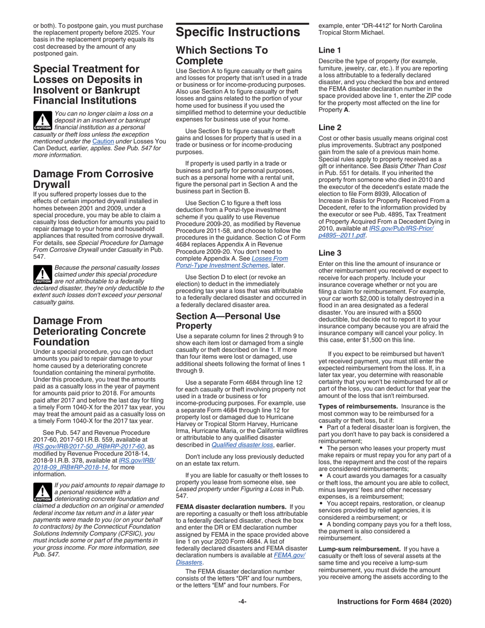 Instructions for IRS Form 4684 Casualties and Thefts, Page 4